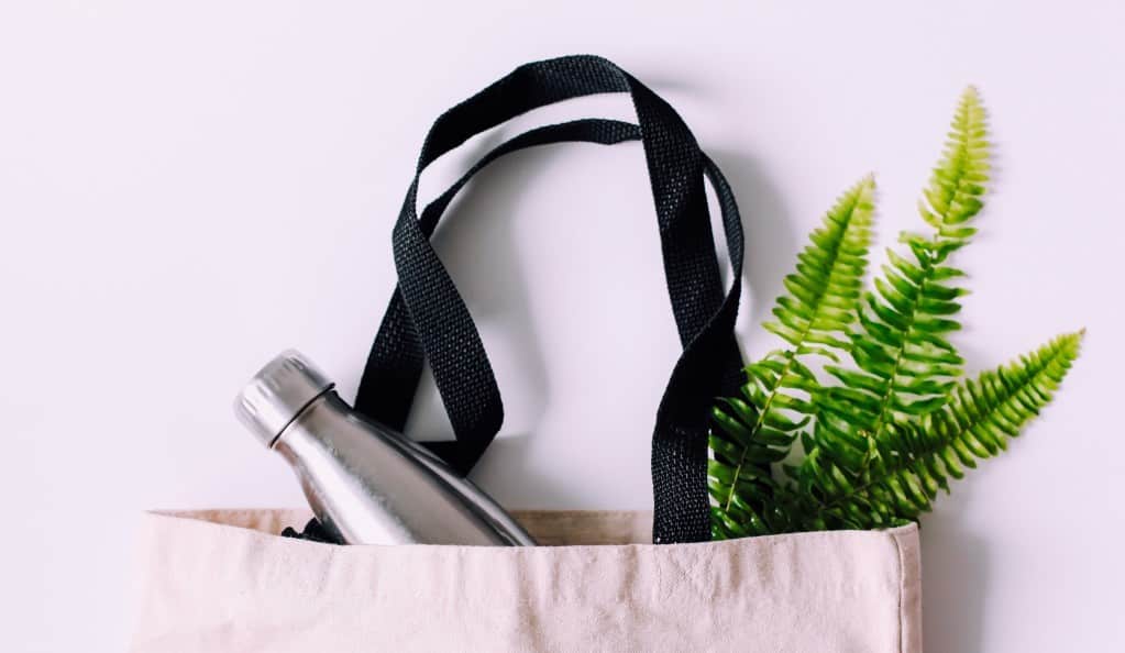 Reusable bottle and bag for sustainable travel